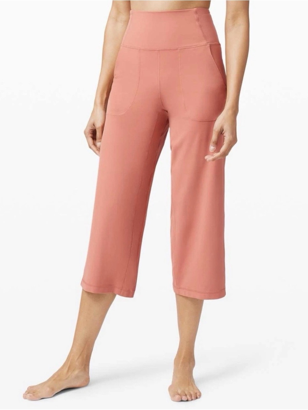 lululemon athletica High-Waist Cropped Wide-Leg Capris — Coral